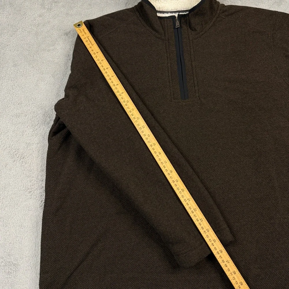 Orvis Mens XXL Brown Quarter Zip Sherpa Lined Collar Textured Fleece Pullover‎
